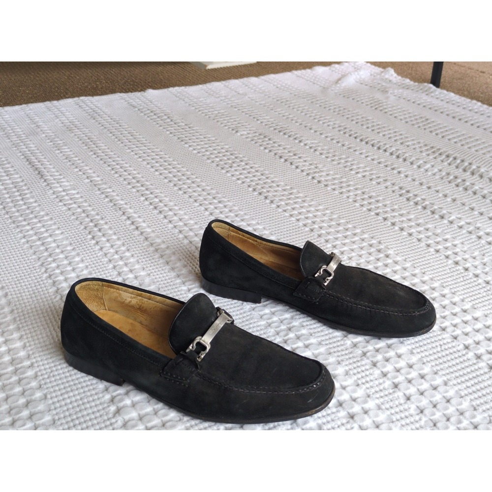 Salvatore Ferragamo Suede Bit Gancini Dress Loafers Size 10 EE Black